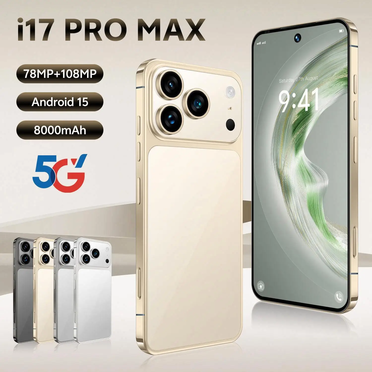 I17 Pro Max 7.3Inch 16GB + 1tb Smartphone Octa-core Unlocked
